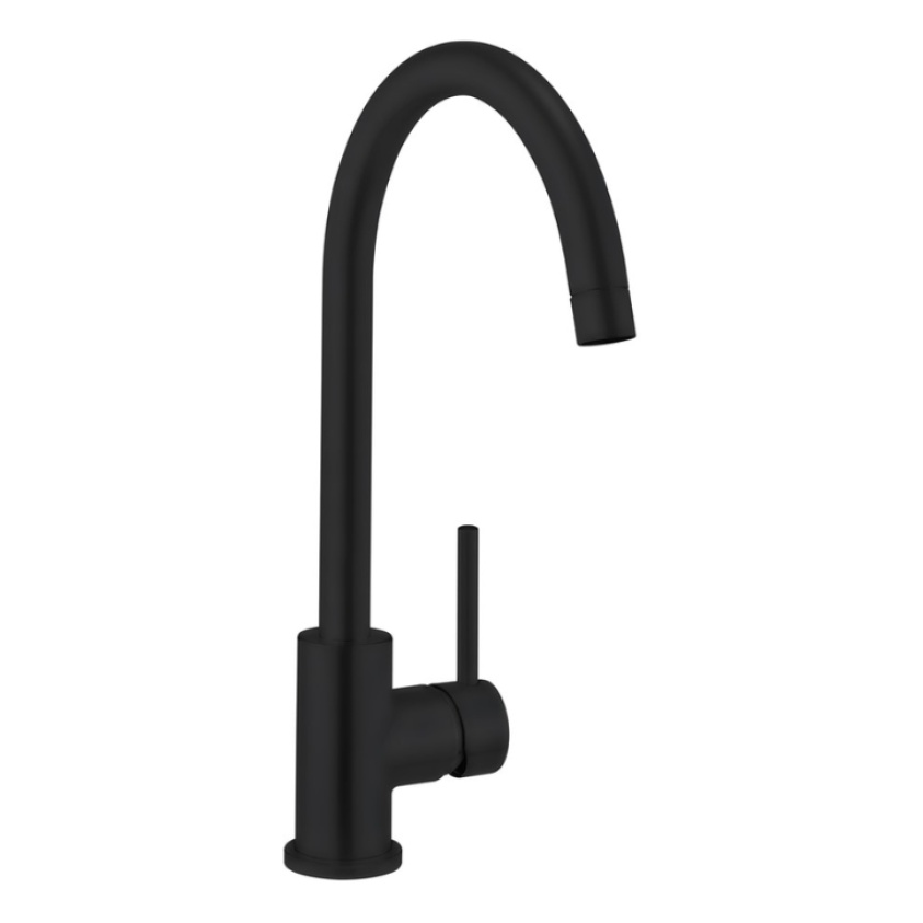 Product Cut out image of the Crosswater MPRO Matt Black Side Lever Kitchen Mixer